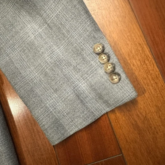 Lauren Ralph Lauren Blazer Men Size:46L Gray Plaid Silk Wool Blend 2 Vents